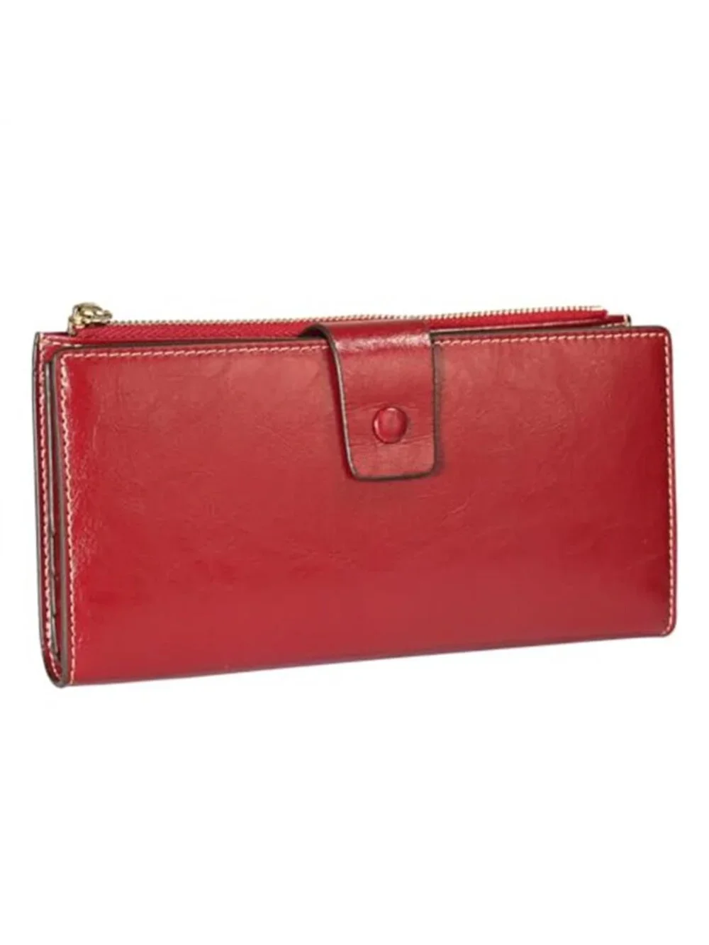 Womens RFID Blocking Large Capacity Luxury Wax Genuine Leather Wallet